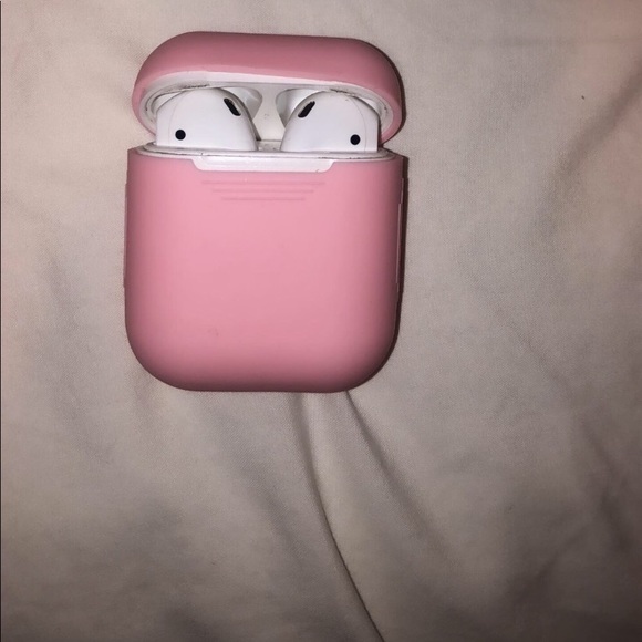 Apple AirPods first generation with pink covercase